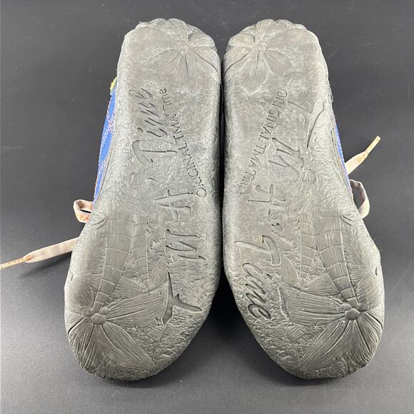 TMA Eyes Time Blue Leather Lace Up Sneakers Women’s 7 Yellow Stitching Shoes - Picture 13 of 16